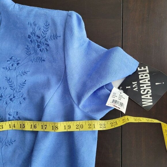 Vintage Sz 14W Lady Dorby Blouse Button Front Mature Modest Church Shoulder Pads - Picture 7 of 11